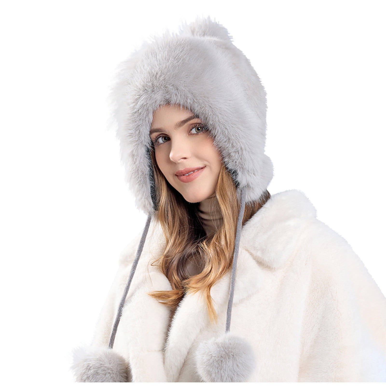 White | MINUS 5° | Faux Fur Animal Hat Cat Ears Beanie Faux Fur Animal Ear Hat - Cat Ear Beanie  main image 3
