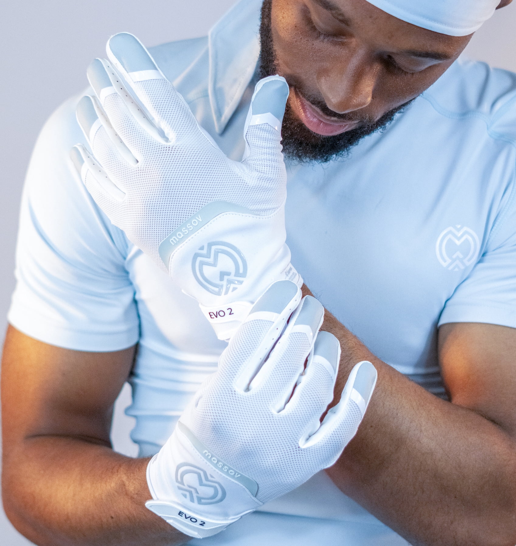 Massov EVO2 Youth Football Glove, Child Receiver Glove, Polar White, Medium
