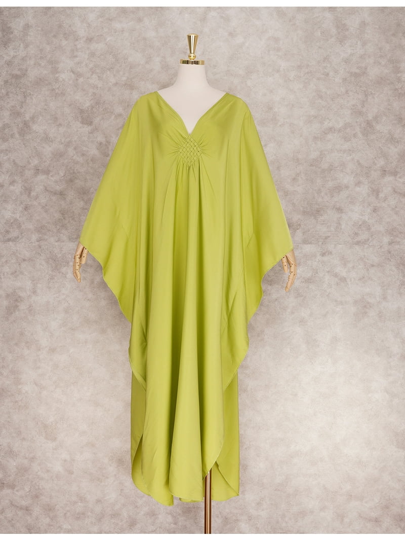 EDOLYNSA Women's Green Kaftan Maxi Dress Oversized Caftan Frock Dress Kimono  - Walmart.com