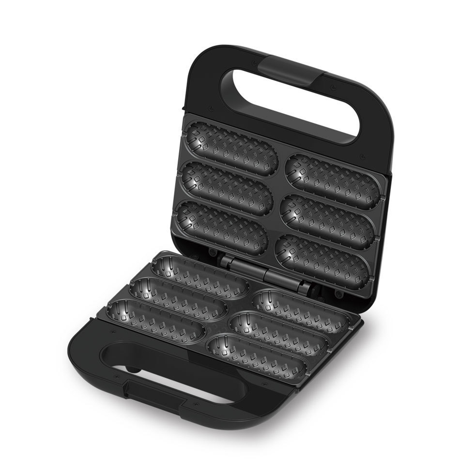 Waffle Maker, Corn Dog Waffle Maker with Non-stick Coating Plate, 750W Electric Hot Dog Waffle Machine Make 6 Corn Dogs, Easy to Clean, for Breakfast, Snacks, Desserts, Black