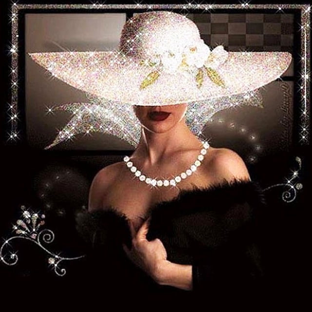 (L3238) Lleno Diamantes Sombrero Copa Serie Personajes Dama Resina 40 * 40 CM