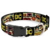 DC Comics Pet Collar, Dog Collar Plastic Buckle, Vintage DC Comics Superhero and Logos Collage Black, 7 to 8.5 Inches 0.5 Inch Wide
