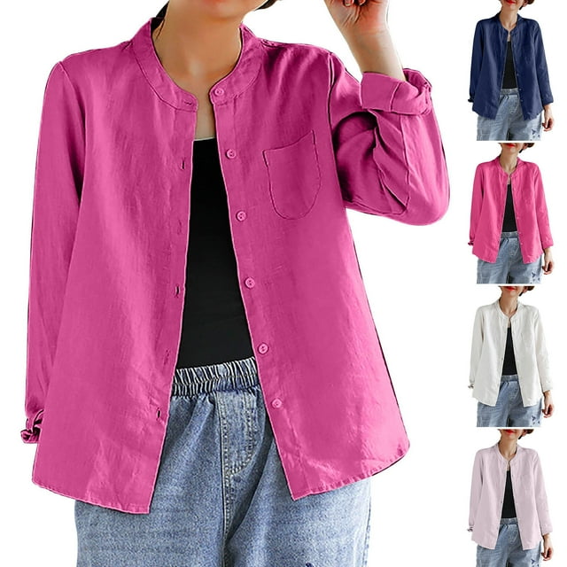 Tops para mujer,Camisa holgada de lino para mujer, blusa estampada de manga 3/4, tela de poliéster, ropa informal suave para primavera, sopatenor
