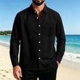 thumbnail image 2 of Lenpel Men's Button down Shirts Fall Long Sleeve Collared Solid Color Shirts with Pocket Business Casual Tops(Black,Small), 2 of 5