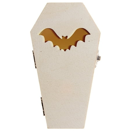 

NUOLUX Creative Bat Light Box Wood Night Lamp Funny Crafts Layout Coffin Night Light for Halloween Party Home DIY
