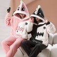 thumbnail image 4 of Conjunto de pijama con capucha para hombre y mujer, ropa de dormir gruesa con dibujos de dinosaurios, estilo coreano, holgada, para parejas, para invierno, 4 of 4