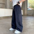 thumbnail image 5 of Ruyang Boys Wide Leg Cargo Pants Lightweight Baggy Parachute Trousers Vintage Kids Quick Dry Trousers Y2K Streetwear, 5 of 5
