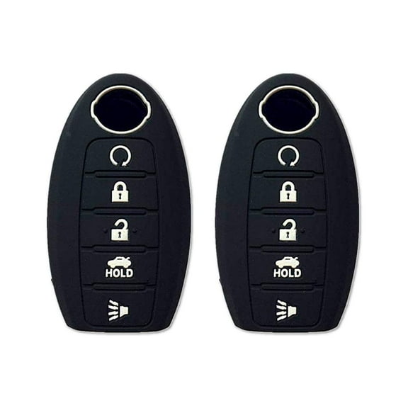 Autobase Silicone Key Fob Cover for Nissan Rogue Murano Armada Maxima Altima Sedan Pathfinder INFINITI JX35 Q50 Q60 QX56 QX60 QX80 | Car Accessory | Key Protection Case 2 Pcs (Black)
