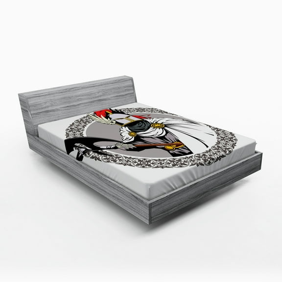 Ambesonne Medieval Fitted Sheet, Knight Heroic Armour, Queen Size, Multicolor