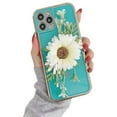 thumbnail image 1 of Étui Robuste pour iPhone 12 Pro, Bracelet Chaîne de Poignet, Style Fleur de Luxe - Bleu,, 1 of 5