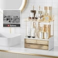 thumbnail image 4 of Delamu 2-Tier 2-Drawer Bathroom Organizer Countertop, Multi-Purpose Makeup Organizer Countertop, Large Skincare Organizers, Bedroom Vanity Organizer, Amber, 4 of 7