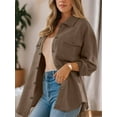 thumbnail image 2 of Women's Button Down Shacket Casual 25 Fall Long Sleeve Collared Jacket with Pockets, 2 of 5
