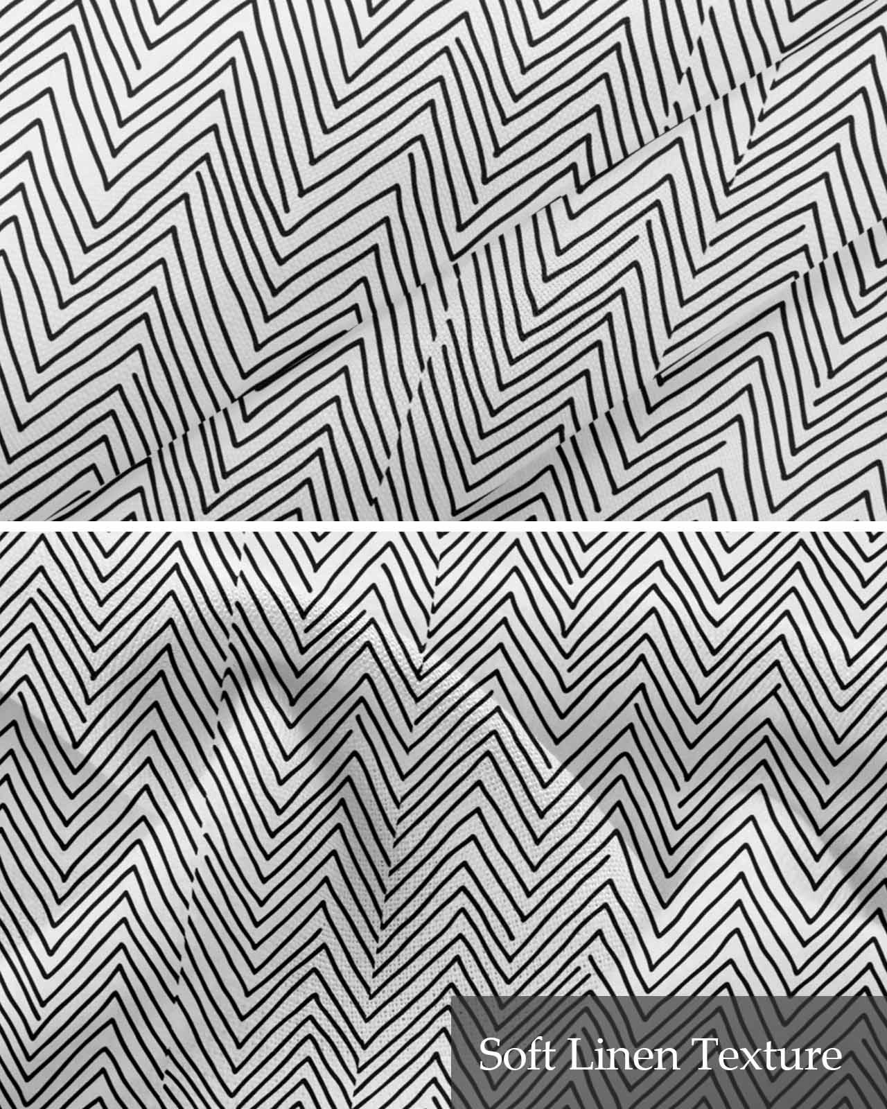 White Black Stripe Kitchen Valances for Windows Farmhouse Linen Window Valance Curtain for Living Room Window Treatment Modern Abstract Art Moire Striped Valance Rod Pocket Topper Drape, 54 x 18 Inch