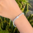 thumbnail image 4 of Silver Plated CZ Tennis Heart Chain Link Bracelet Lover Brides Popular Jewelry, 4 of 9