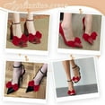thumbnail image 5 of 1 set 4pcs Bowknot Chiffon Shoe Buckle Clips Detachable Wreath Shoe Decoration Red 130x80mm, 5 of 9