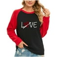 thumbnail image 1 of VALMASS Chandails Surdimensionnés de la Saint-Valentin pour Femmes Manches Raglan Col Rond Hauts Décontractés Amples Imprimés Chandail Blouses (m, Noir-F), 1 of 5