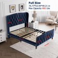 thumbnail image 3 of Soft fabric Upholstered Platform Bed Frame Full Size - Wingback Headboard, 4 Storage Drawers, Button Tufted, Wooden Slats, Charging Station, No Box Spring Needed, Easy Assembly - Navy Blue, 3 of 8
