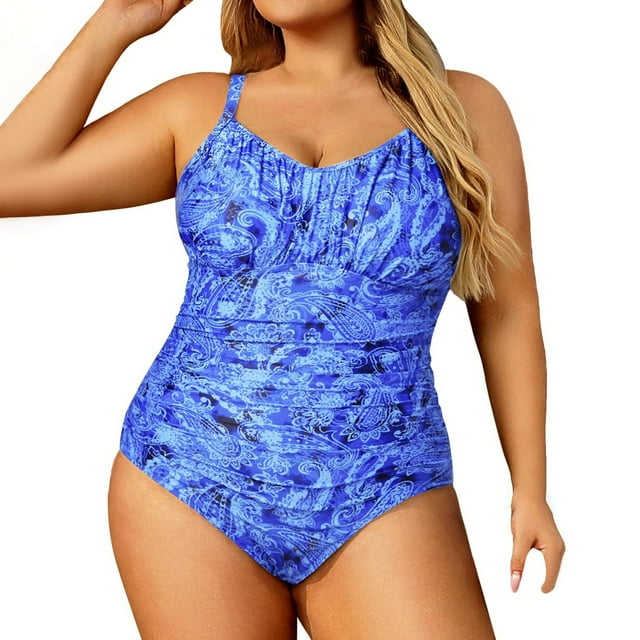 MKLEKYY Trajes De Baño Mujer Dos Piezas Women'S Fashion Print Swimsuit With Cushion Swimsuit