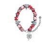 thumbnail image 2 of Silvertone Antiqued Four Leaf Clover Red Christmas Bead Bracelet, 2 of 4