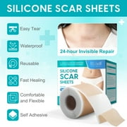 Medical-Grade Silicone Silicone Scar Sheets,Reusable & Breathable Silicone Scar Tape 1.6x 60,Visible Scar Reduction after 2-6 Months