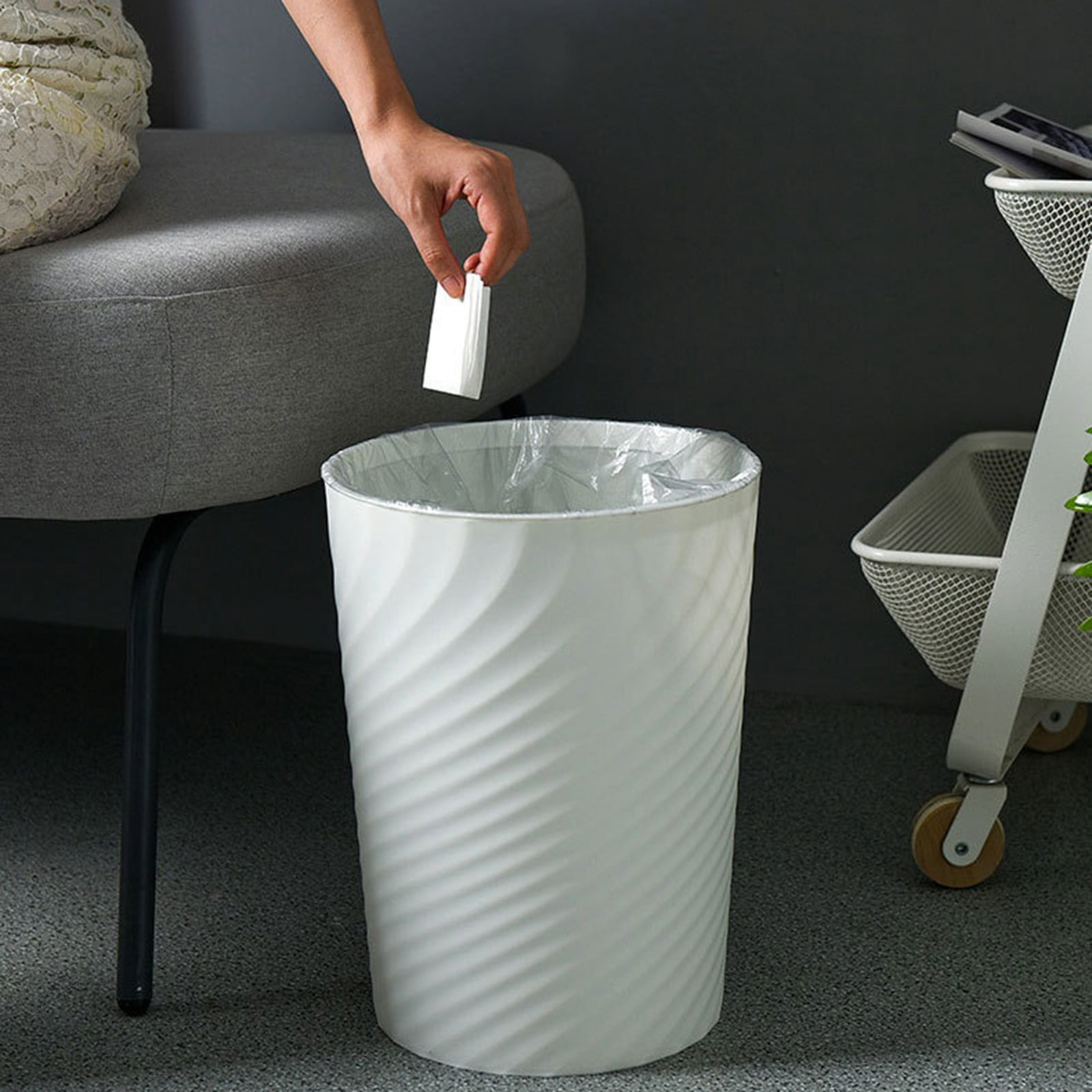 Small Trash Can,Plastic Wastebasket Round Garbage Container Bin,Easy to Clean,1.8 Gallons Bathroom Trash Can for Kitchen,Dorm,Bedroom,Office,Living Room,Study,Compact Spaces(Orange6.49in)