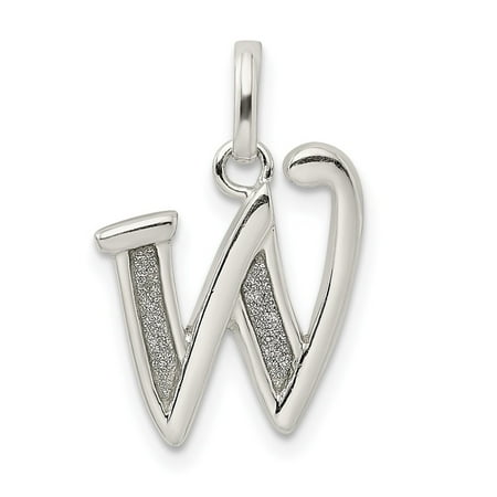 Diamond2Deal 925 Sterling Silver Polished Glitter Enamel Letter W Initial Charm Pendant for Women