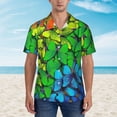 thumbnail image 2 of Pofeuu Rainbow Butterflies Print Hawaiian Shirt for Men Sleeves Casual Button Down Summer Beach Dress Shirts T-Shirts,Medium, 2 of 7