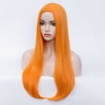 thumbnail image 2 of RightOn 26" Orange Wig Long Straight Hair Wig Bright Orange Wig Orange Yellow Wigs Charming Women Girls Straight Wigs for Cosplay Party or Daily Use with Wig Cap, 2 of 6