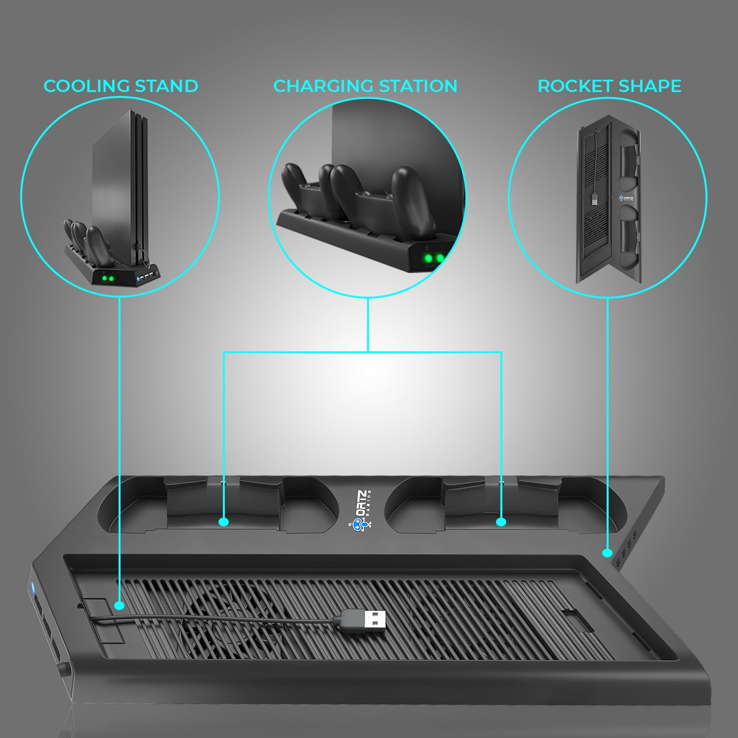 Ortz ps4 vertical stand with cooling fan sales