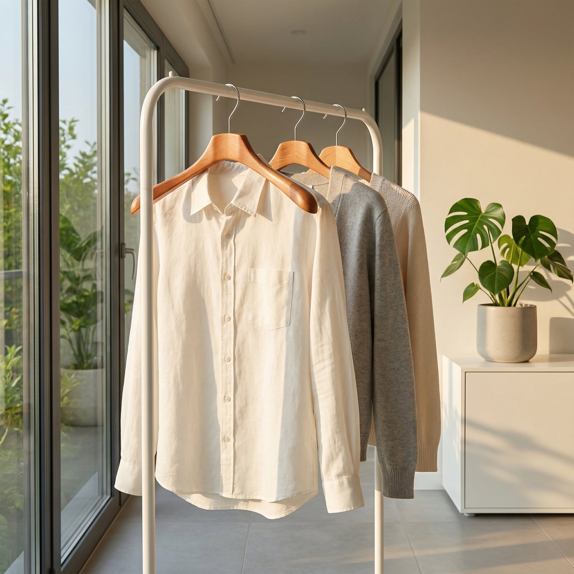 Unique Bargains 2Pcs Wood Space Saving Storage Pants Shirts Hanger Flat