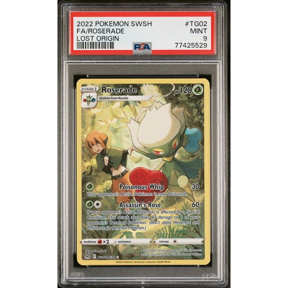 Graded 2022 Pokemon Sword & Shield Lost Origin TG02 Roserade PSA 9 Trading Card