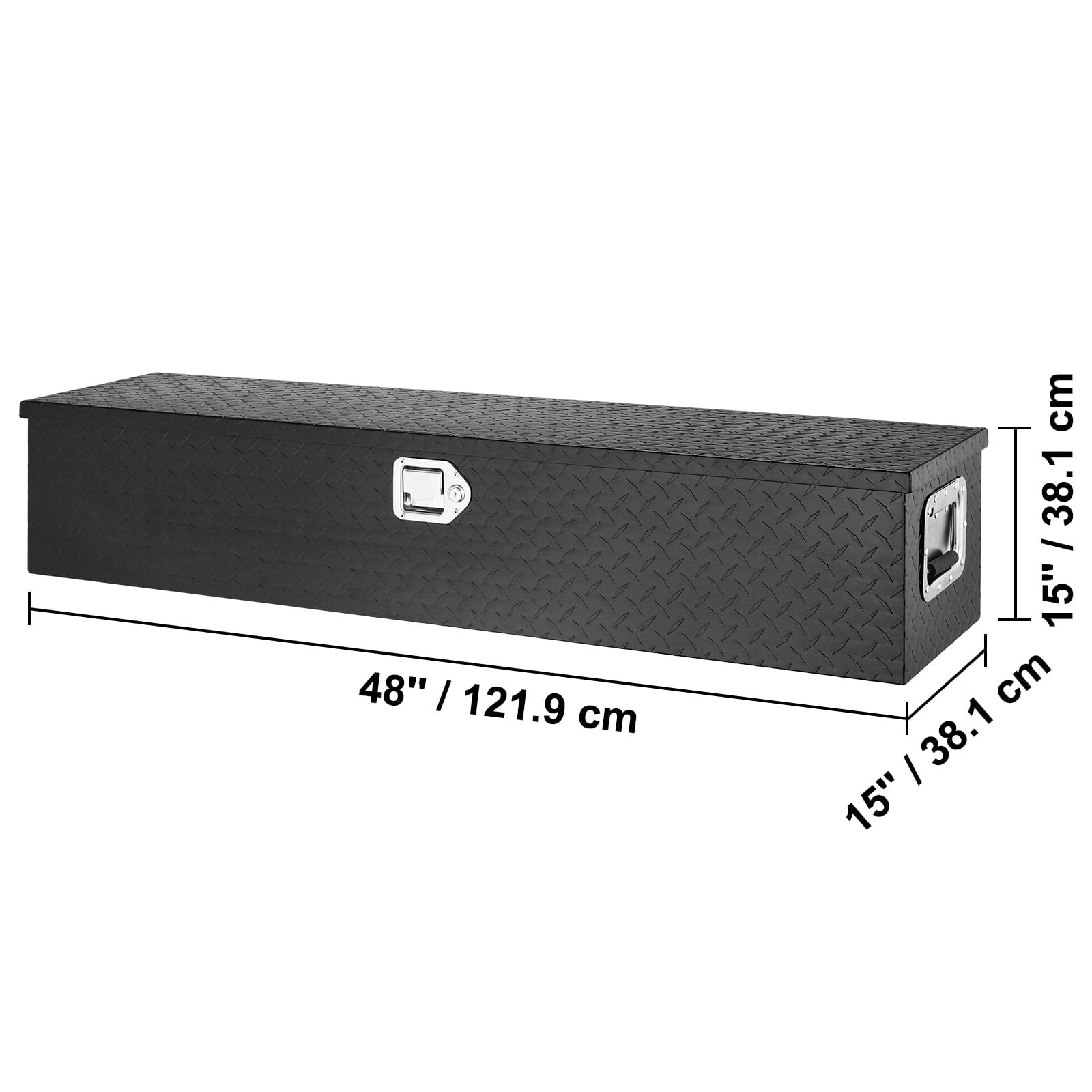KFFKFF 48"x15"x15" Heavy Duty Aluminum Strip Tool Box for Pickup Truck Bed