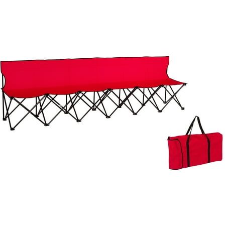 Trademark Innovations Portable 6 Seater with Back Sits 6 People Red Sports Bench