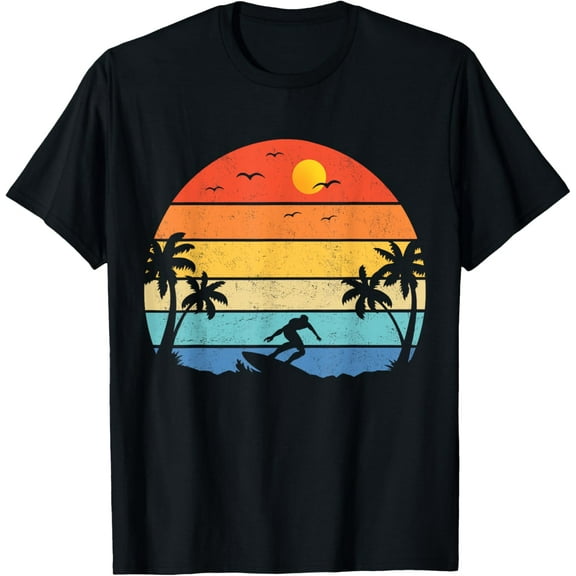 Vintage Surfer Retro Surfing Beach Surf Sunset Gifts Men Women T-shirt