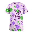 thumbnail image 4 of Jinhomg Casual Scrub Shirt for Women 2025 Fashion Floral Print Nursing Uniform Lightweight Comfy Short Sleeve V-Neck Caregiver Tops Spring Summer Workwear 90% off Clearance Sale Purple M, 4 of 6