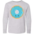 thumbnail image 3 of Inktastic Blue Donut Long Sleeve Youth T-Shirt, 3 of 5