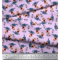 thumbnail image 3 of Soimoi Modal Satin Fabric Text,Rugby Ball & Bird Cartoon Printed Craft Fabric by The Yard 42 Inch Wide, 3 of 3