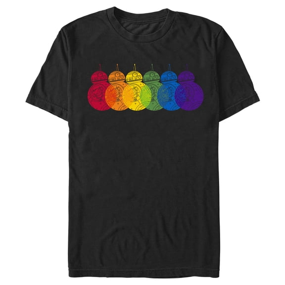 Men's Star Wars The Last Jedi BB-8 Pride Rainbow  Graphic Tee Black Small