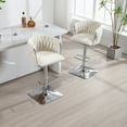 thumbnail image 3 of Set of 2 Bar Stools with Back and Footrest, Counter Height Dining Chairs, Upholstered Velvet Bar Stool for Island Dining Room Pub, Ivory, 3 of 9