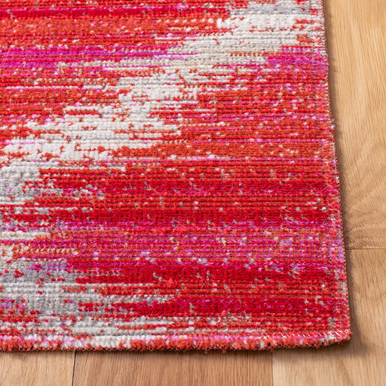 SAFAVIEH Montage Peyton Geometric Indoor/Outdoor Area Rug, Fuchsia/Ivory, 6'7" x 6'7" Square