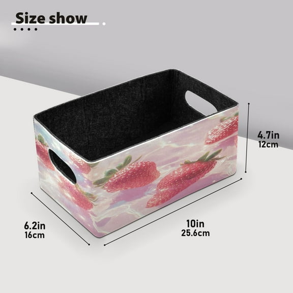 BZSMCE Shelf Baskets Strawberries Floating Pattern Storage Cube Bins 10.1*6.3*4.7in Set of 2