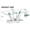 thumbnail image 6 of Coffee Table with Glass Top, Rectangular Tempered Glass End Table with Marble Patterned MDF Legs, Minimalist Coffee Table for Living Room, Bedroom and Office, 6 of 7