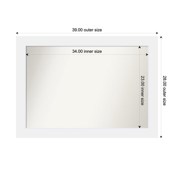 Amanti Art Custom Framed Wall and Bathroom Mirror (28 x 39 in.), Corvino White Frame