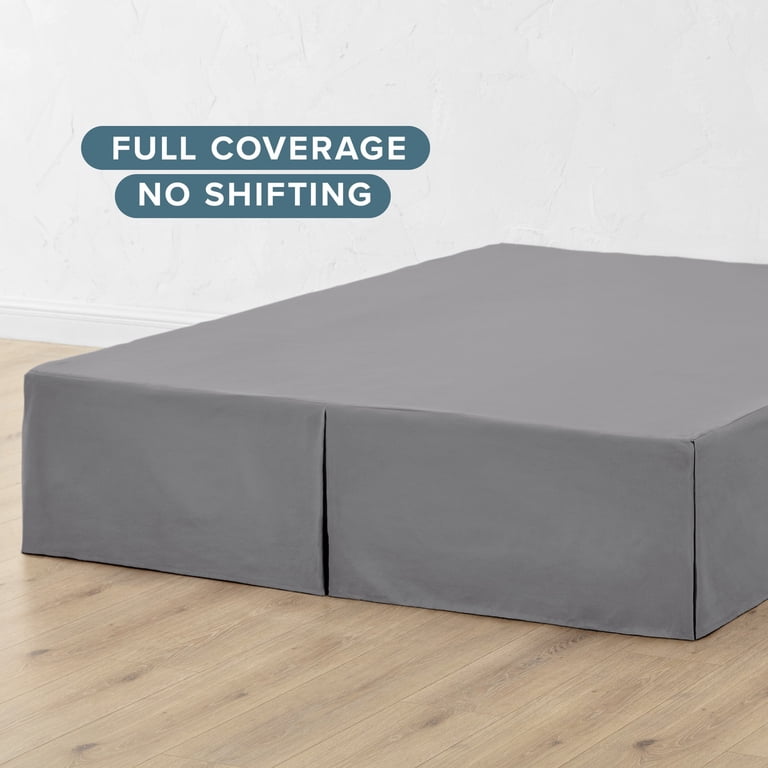 Double Brushed Premium 1800 Queen Bed Skirt, Gray, 15" Drop photo 7