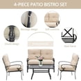 thumbnail image 6 of SOLAURA 4-Piece Outdoor Furniture Patio Conversation Set with Metal Table and Seating Cushions for Garden, Deck, Balcony, Pool, Porch, Lawn (Brown), 6 of 6