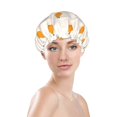thumbnail image 2 of Cute Orange Pear Shower Cap, Reusable Bath Hair Hat for all Hair Lengths Hair Cover with Elastic Band Double Waterproof Layers Bathing Hat, 2 of 5
