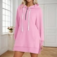 thumbnail image 6 of Gyexs Hoodie Dress for Women Casual Long Sleeve Loose Fit Half Zip Pullover Pocket Winter Clothes Hiking Warm Sports Sweatshirt, Pink, Size XXXL, 6 of 6