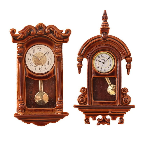 Dollhouse Miniature Wall Clock European Vintage Clock Furniture Model Decor Toy Doll House Accessories