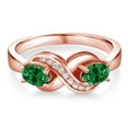 thumbnail image 2 of Gem Stone King 18K Rose Gold Plated Silver Created Emerald and Created Sapphire Infinity Love Knot Ring for Women | 0.80 Cttw | Oval 6X4MM | Gemstone Birthstone | Jewelry Gifts for Mom Wife | Size 5, 2 of 5