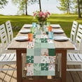thumbnail image 4 of Table Runners 70 Inches Long Dress Scarves, Boho Spring Floral Farmhouse Coffee/Dining/Kitchen Table Decor, Holiday Table Runner, Retro Flowers Plants Patchwork Grid Green 13x70 Inch, 4 of 9